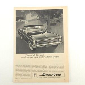 Mercury Comet Cyclone 1965 VTG Advertising Promo Art Upcycled Print Ad Muscle